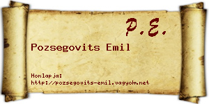 Pozsegovits Emil névjegykártya