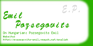 emil pozsegovits business card